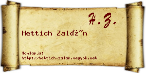 Hettich Zalán névjegykártya